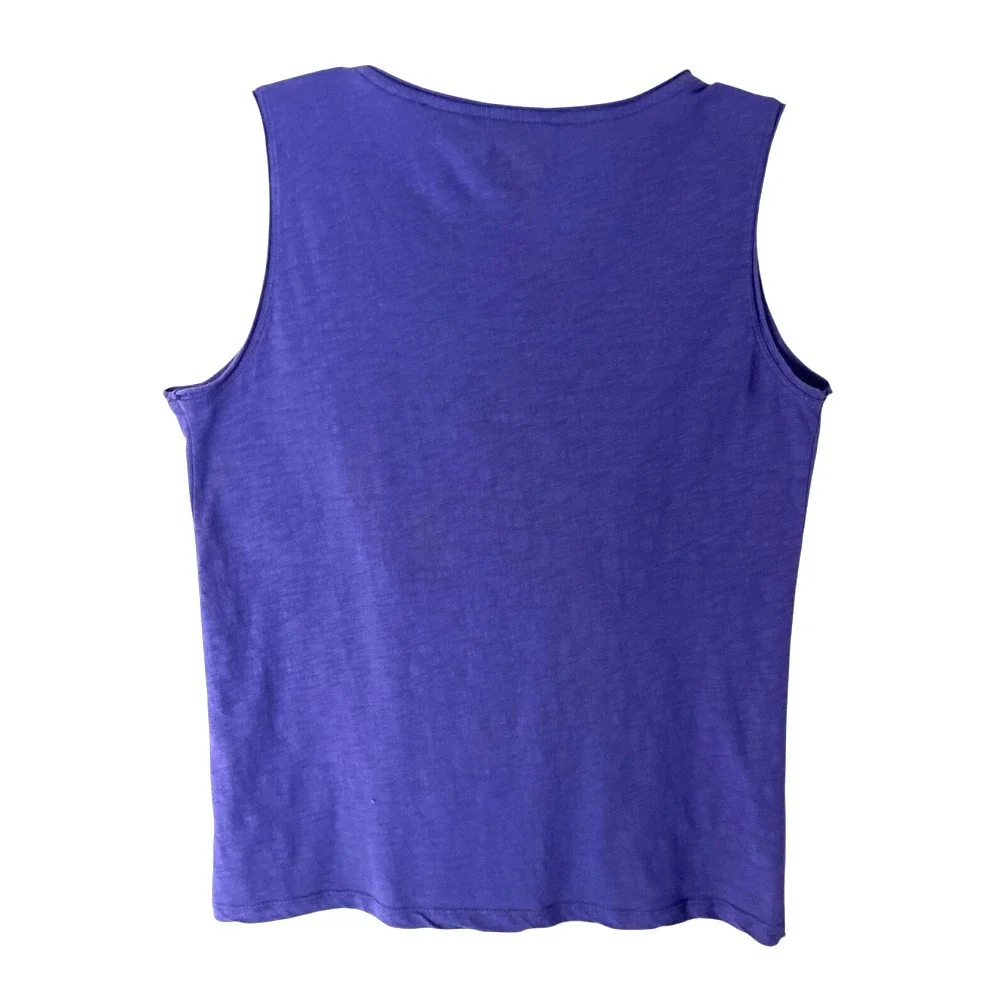 NWT Chico's Cotton Knit Tank Top PURPLE w/GUNMETAL BEADED Cut-Piece Trim SZ 2